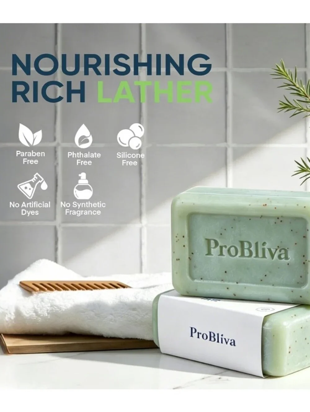 ProBliva Antifungal Soap Bar Exfoliating Scrub with Tea Tree Oil & Charcoal 6